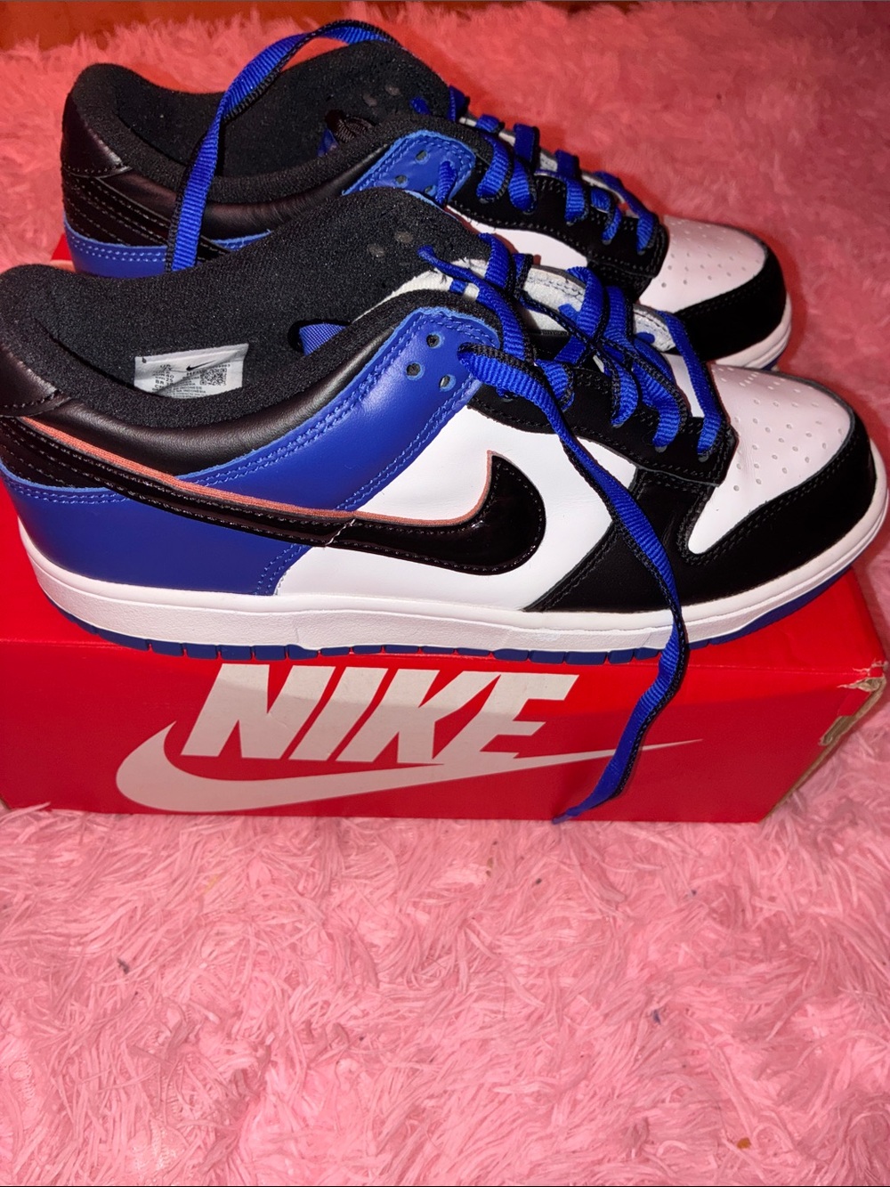 Nike Big Kids Low-Top Sneakers - White/Black/Royal Blue